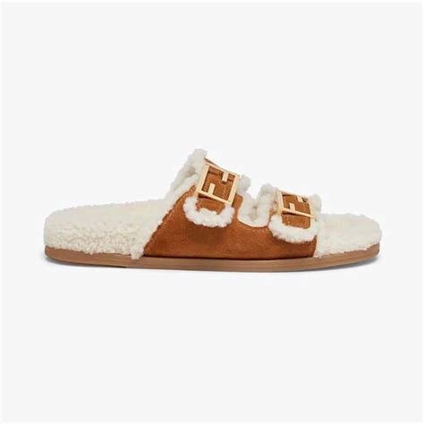 fendi slides sheepskin